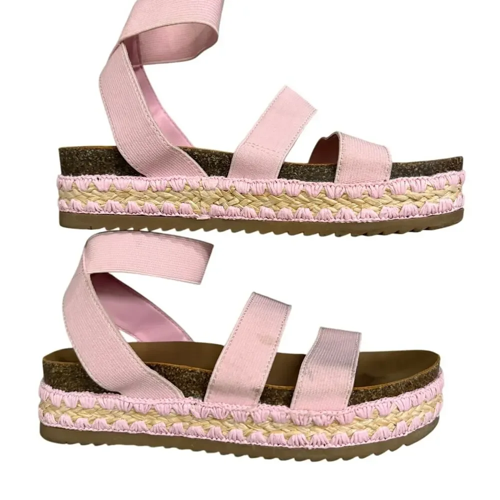 Girls Stylish Steve Madden Girls' Pink Platform Espadrille Sandals Size 2